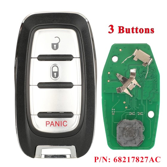 2017-2021 Chrysler Pacifica / Voyager / 3-Button Smart Key / No KeySense / PN: 68217827AC / M3N-97395900 (AFTERMARKET)